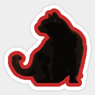 Black Cat Elegant Profile Minimalist Silhouette Sticker